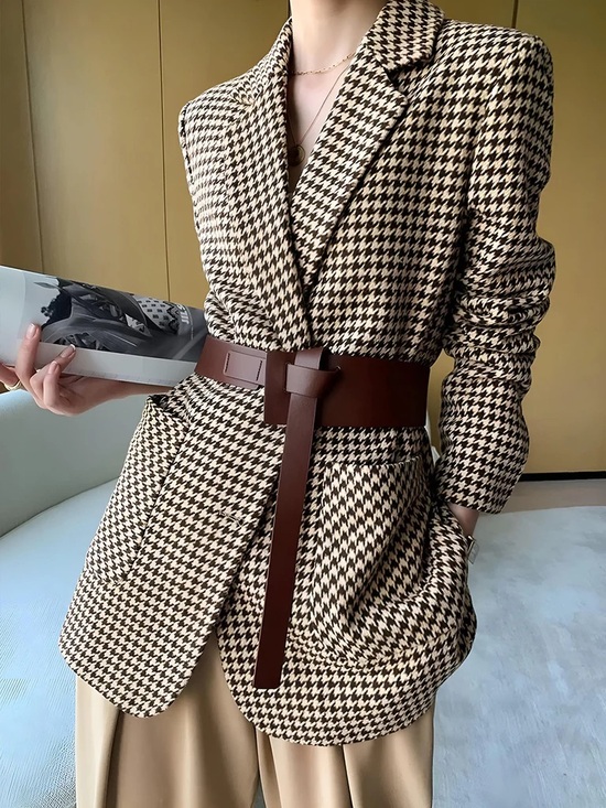 Commense Jackets & Blazers - Commense Houndstooth Blazer with Wide Brown Belt. XL.      0056